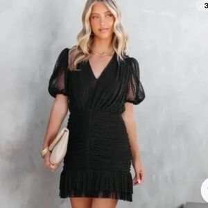 NWT Endless Rose Swiss Dot Ruched Mini Dress